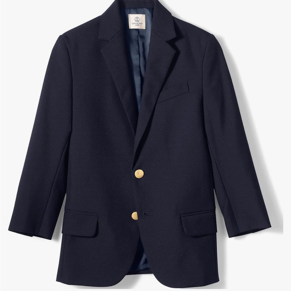 LIKE NEW Boys’ Navy Blue Hopsack Blazer Jacket Size 14, Lands End - Make Offers!